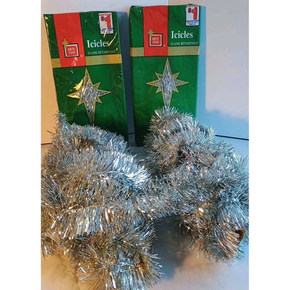 NEW Vintage Christmas Garland 2 Packs Of‎ Silver Tree Tinsel Holiday Decor